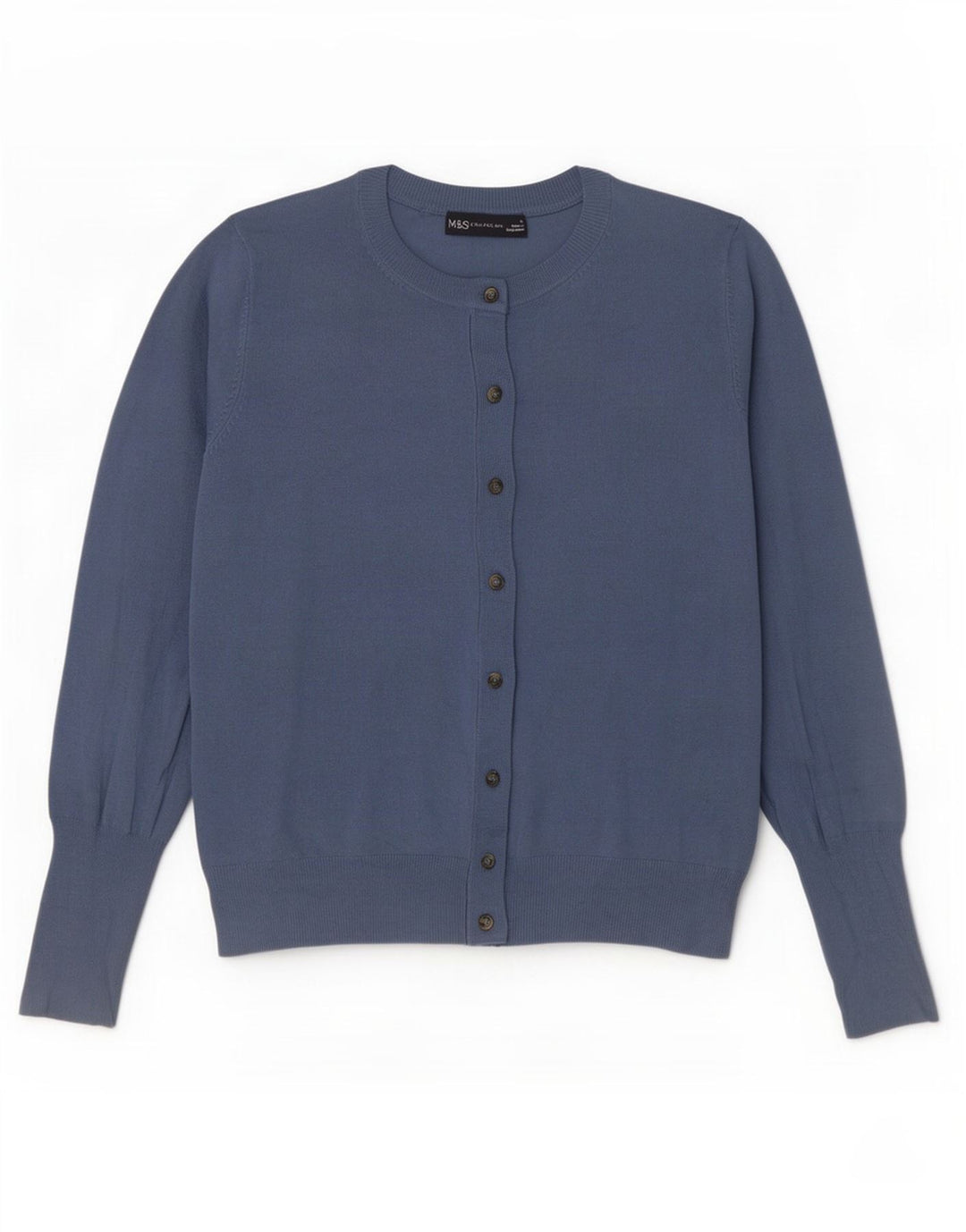 Suéter cardigã feminino Marks & Spencer UK 12 viscose azul médio