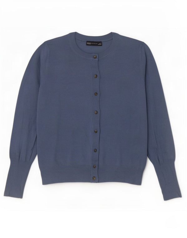 Suéter cardigã feminino Marks & Spencer UK 12 viscose azul médio