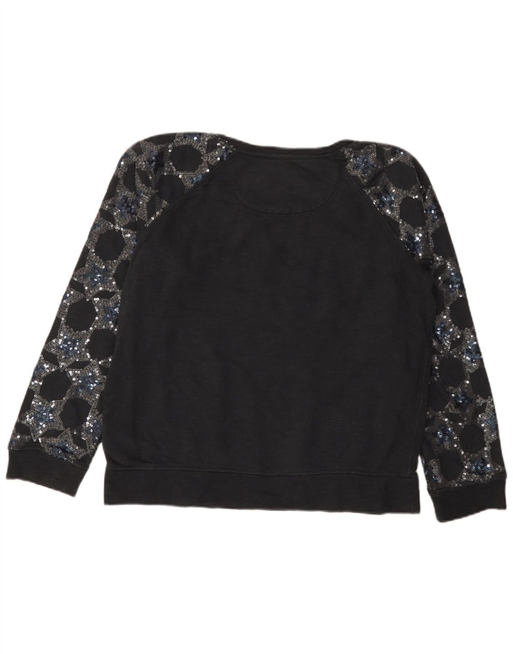 Suéter gráfico feminino SUPERDRY UK 16 grande algodão preto