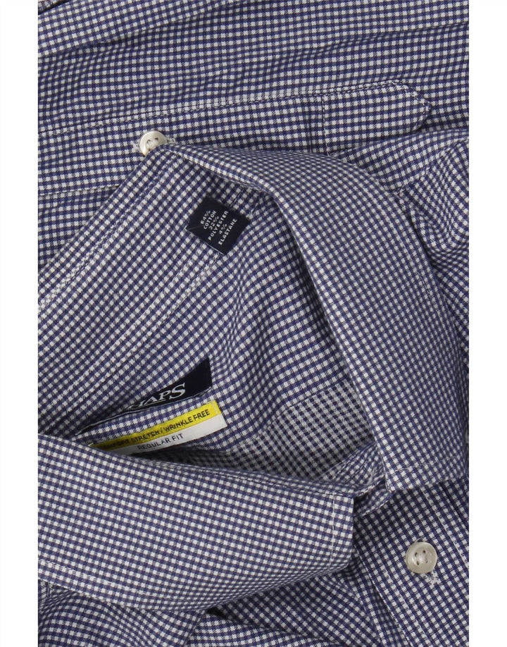 Camisa masculina Chaps Regular Fit tamanho 18 2XL algodão guingão azul