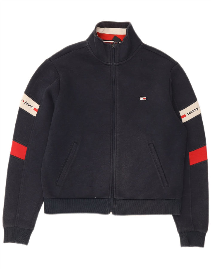 TOMMY HILFIGER Mens Tracksuit Top Jacket Small Navy Blue Colourblock