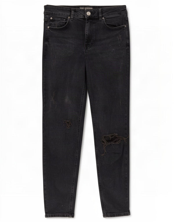 Jeans feminino Marks & Spencer Mom Tapered UK 10 pequeno W30 L27 azul marinho
