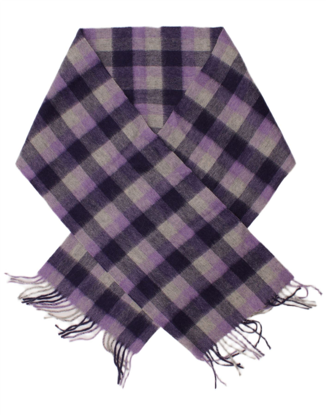 Lenço retangular feminino de Edimburgo, tamanho único, roxo, xadrez, lã de cordeiro, clássico