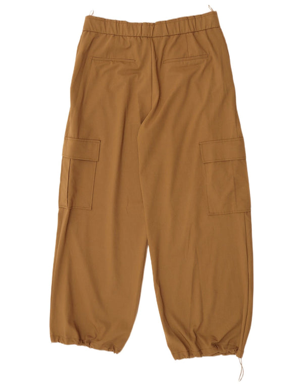 Calça cargo feminina Zara cintura alta solta XL W32 L30 poliéster cáqui