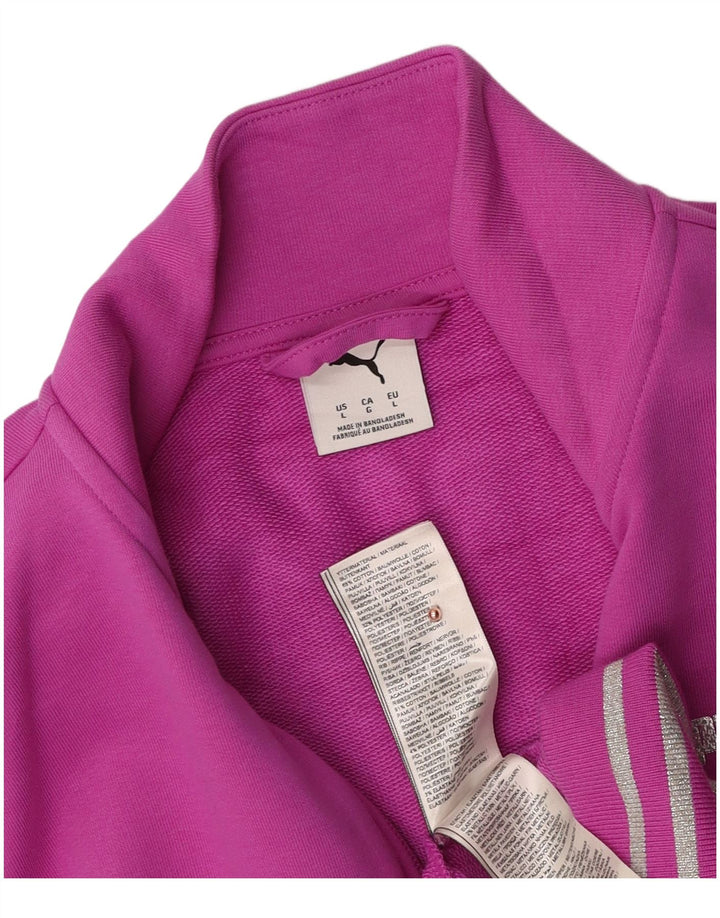 PUMA Womens Tracksuit Top Jacket UK 14 Grande Algodão Rosa