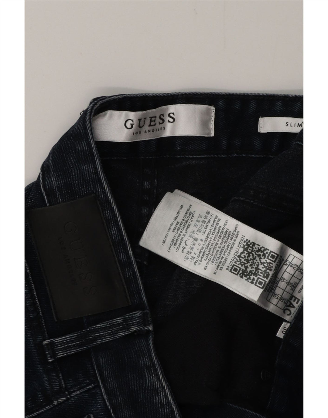 Shorts jeans masculino slim desgastado GUESS W30 algodão azul marinho médio