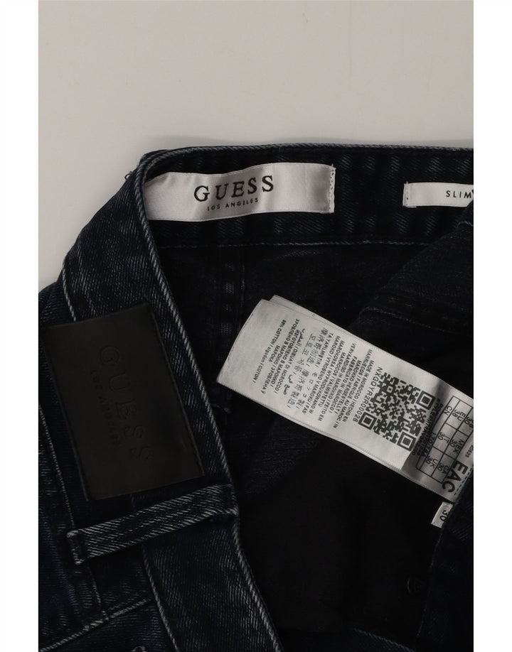 Shorts jeans masculino slim desgastado GUESS W30 algodão azul marinho médio