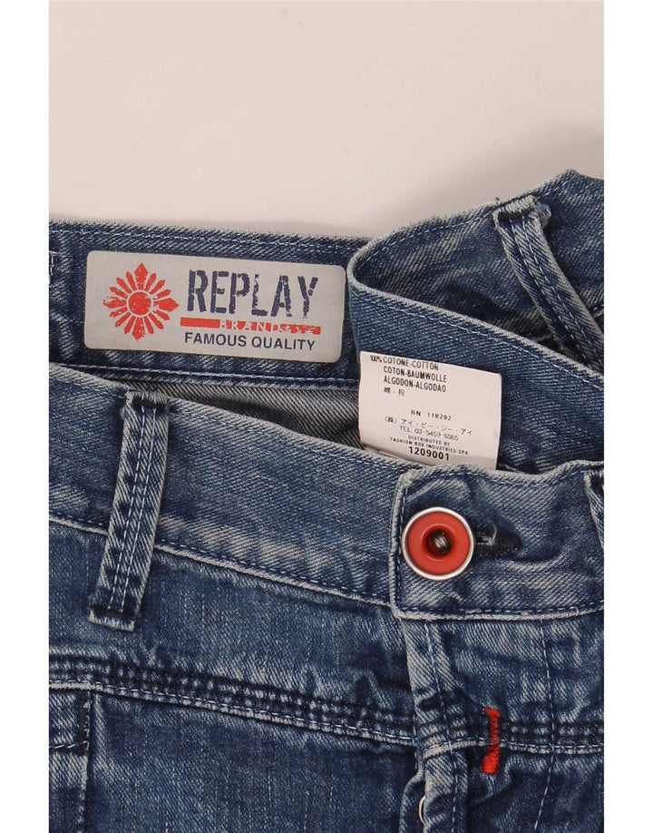 Replay Mens Bootcut Jeans W33 L36 Azul Algodão