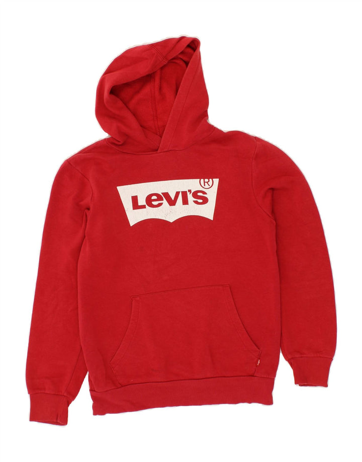 LEVI'S Girls Graphic Hoodie Jumper 15-16 Years Red Cotton Vintage Levi's and Second-Hand Levi's from Messina Hembry 
