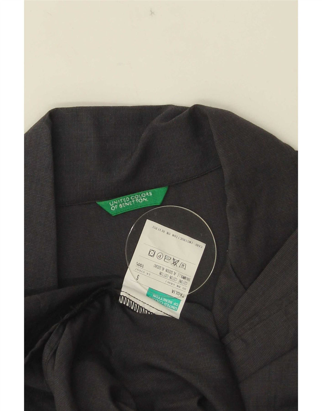 Camisa oversized feminina Benetton UK 10 pequeno algodão cinza