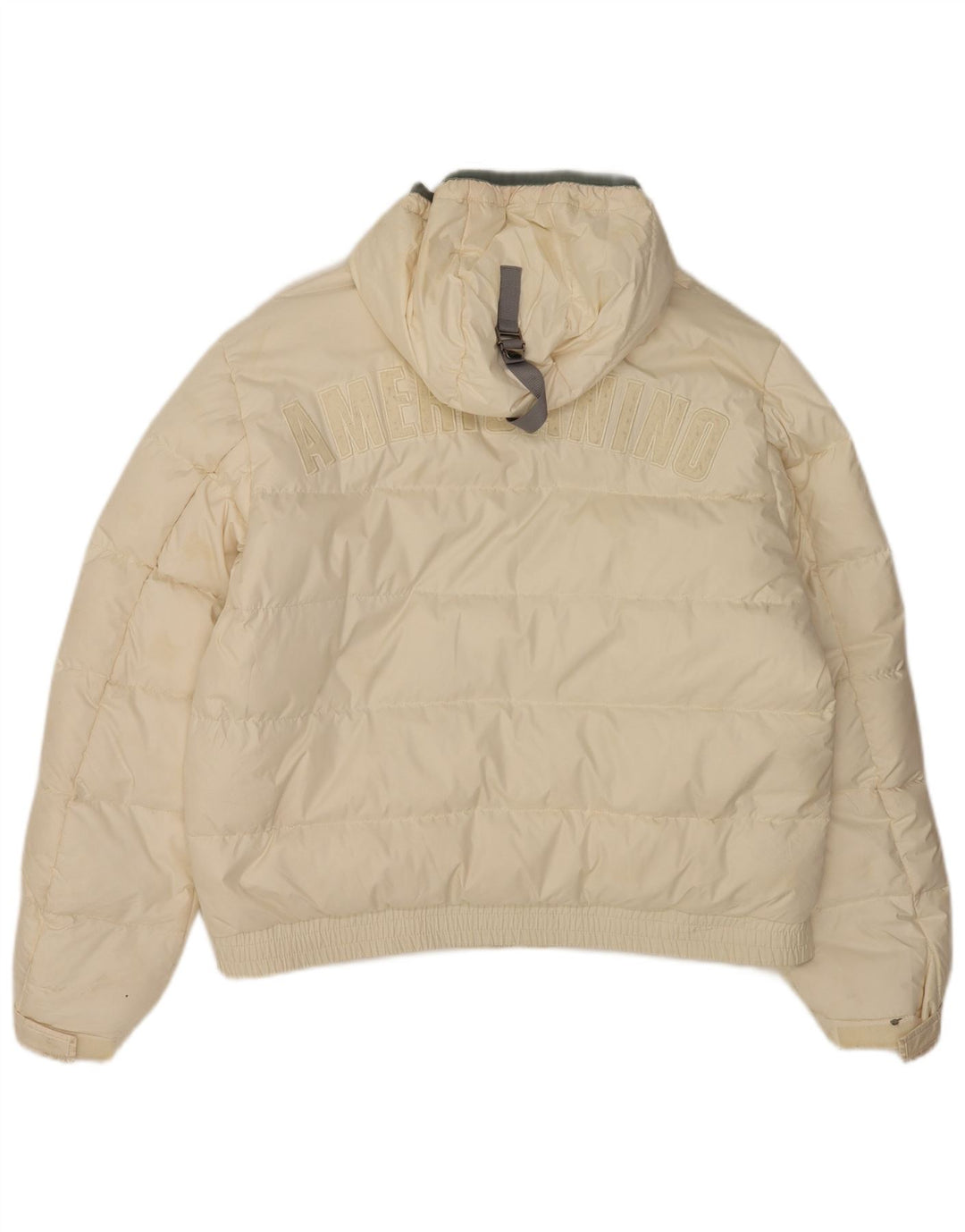 Jaqueta masculina acolchoada com capuz gráfico Americanino UK 40 poliéster branco grande