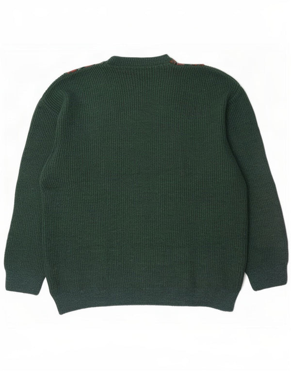 Suéter masculino vintage com decote em V IT 50/52 Grande Verde Fair Isle Acrílico