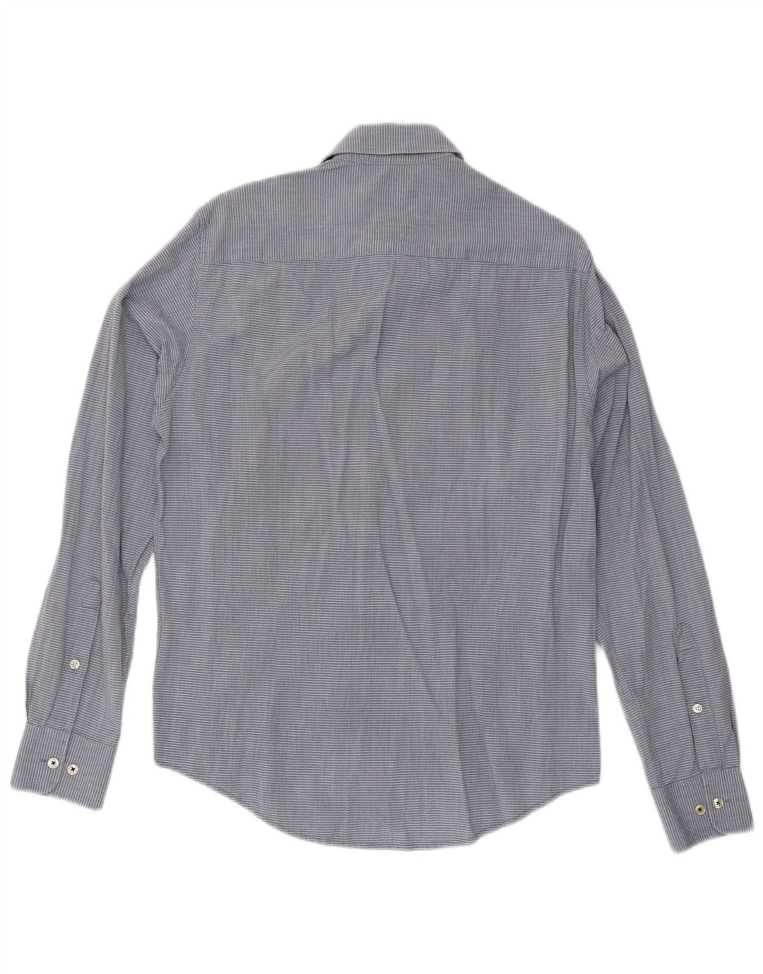 Camisa masculina Armani Jeans Custom Fit de algodão listrado azul médio