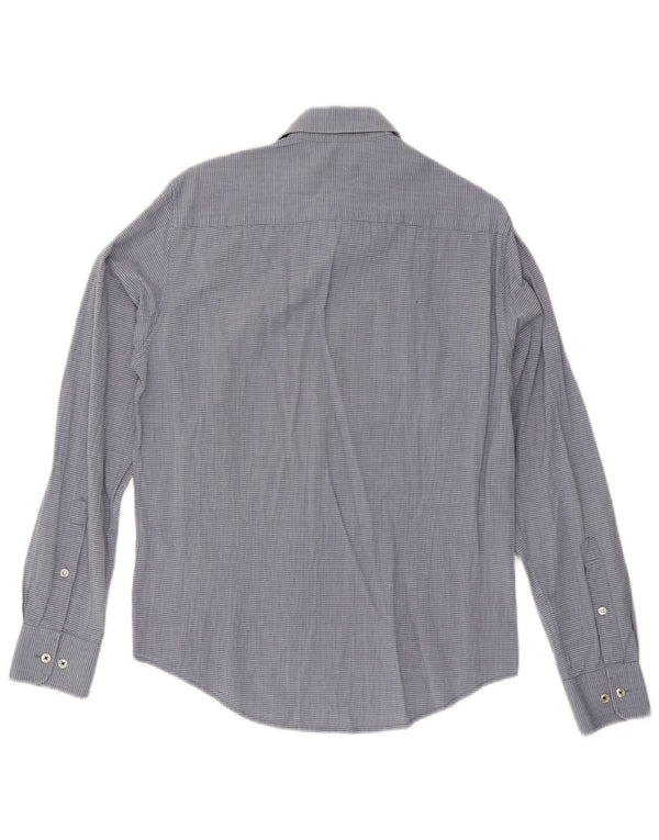 Camisa masculina Armani Jeans Custom Fit de algodão listrado azul médio