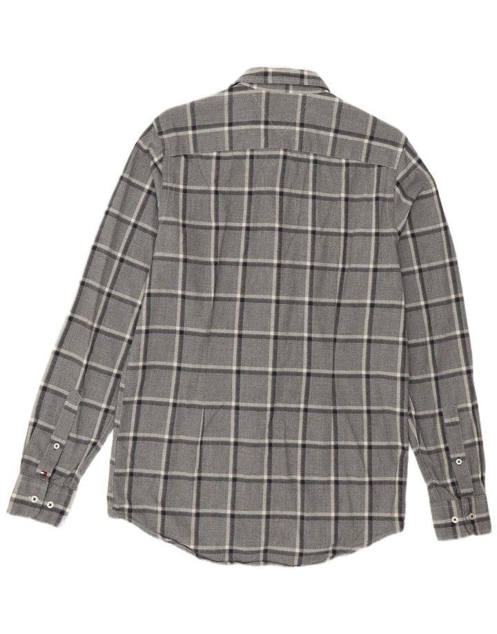 Tommy Hilfiger Camisa masculina de flanela slim fit médio azul marinho algodão xadrez