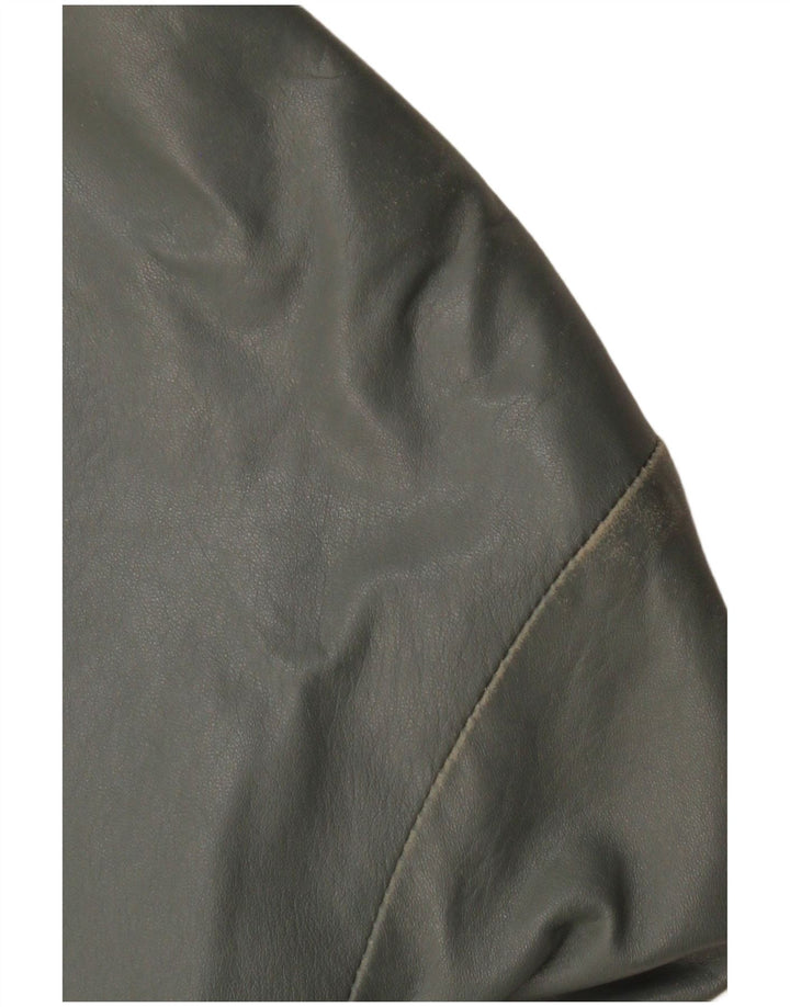 Jaqueta bomber feminina de couro VINTAGE Reino Unido 12 couro cinza médio