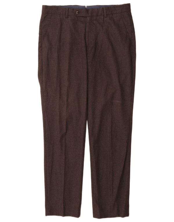 Calça casual masculina Massimo Dutti UE 42 grande W32 L32 cinza Houndstooth