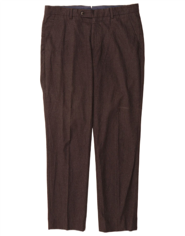 Calça casual masculina Massimo Dutti UE 42 grande W32 L32 cinza Houndstooth