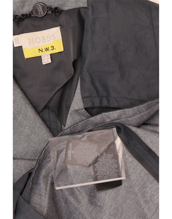 Hobbs Casaco feminino oversized UK 10 pequeno algodão preto