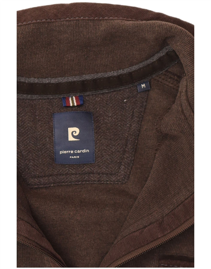 Suéter masculino Pierre Cardin com zíper e gola média marrom médio