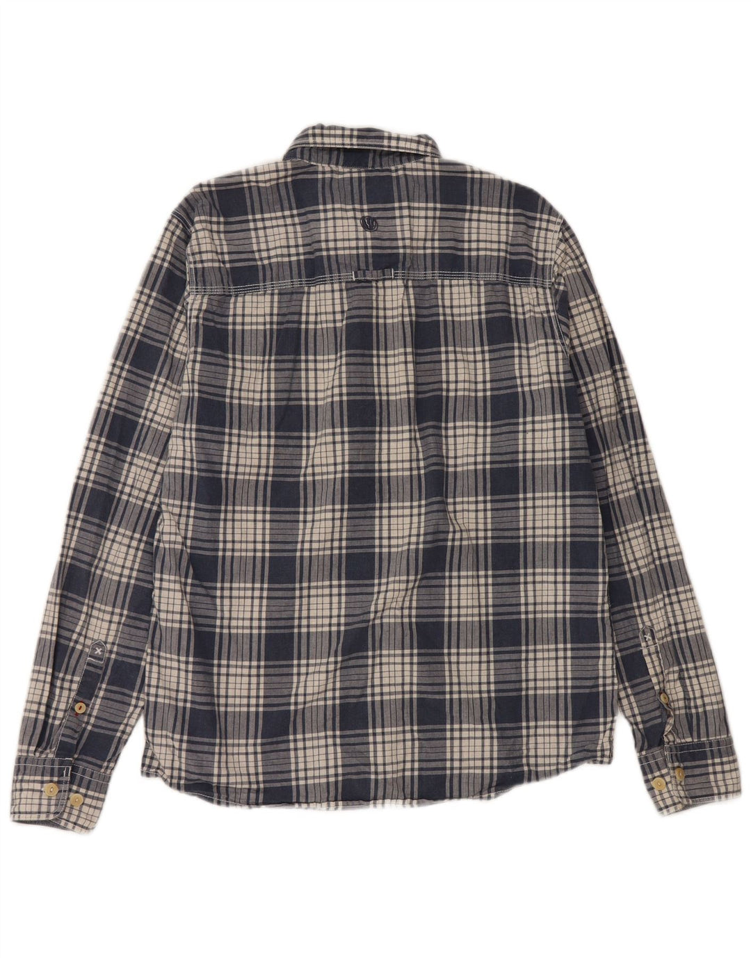 Fat Face Mens Classic Fit Camisa Média Azul Marinho Xadrez Algodão