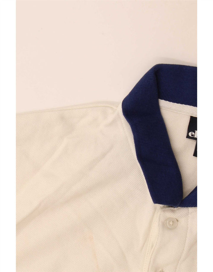 Camisa polo masculina Ellesse pequena de algodão off white