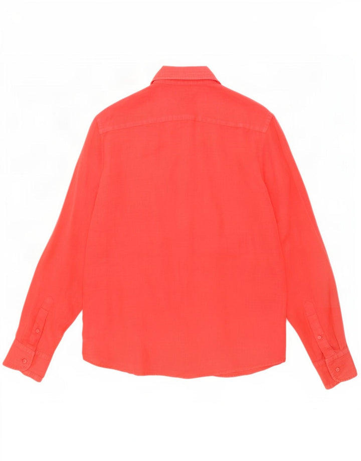 Camisa masculina Massimo Dutti de linho vermelho médio