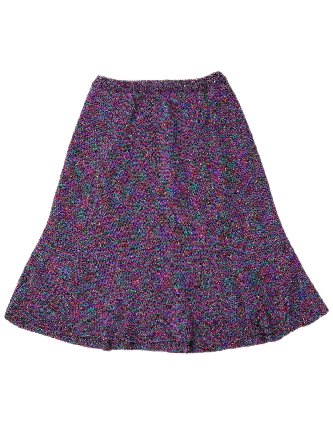 Saia feminina vintage evasê média W32 multicolorida manchada