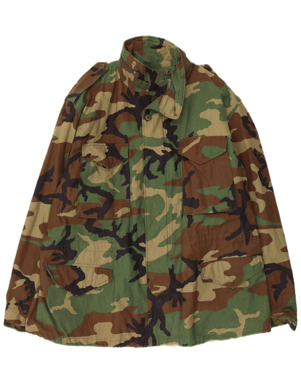 Jaqueta militar masculina vintage Reino Unido 42 XL algodão camuflado verde