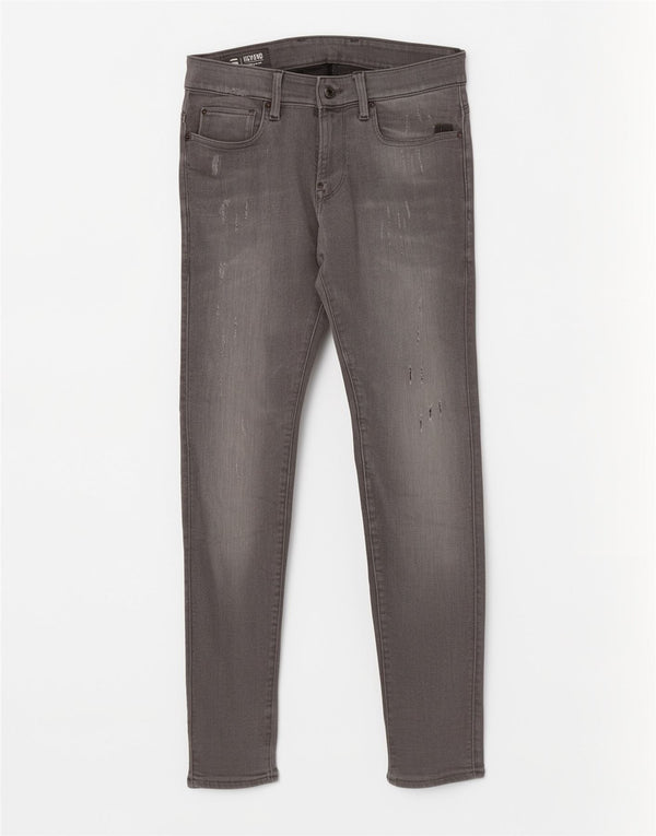 Calça jeans skinny masculina G-Star Revend desgastada W30 L32 algodão cinza