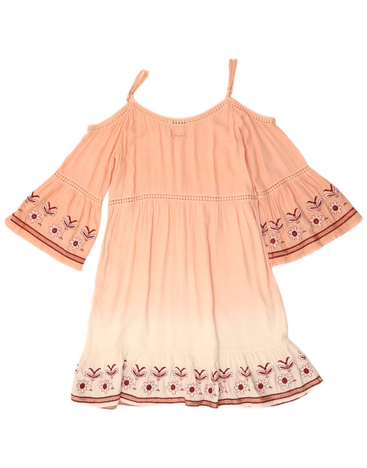 Desigual Vestido feminino manga 3/4 ombro de fora UE 38 médio rosa floral