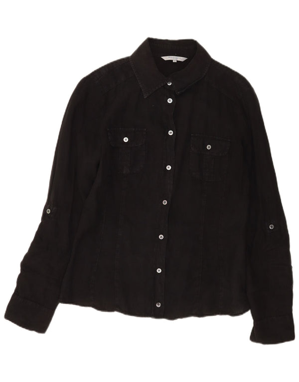 Camisa feminina Marella UK 12 linho preto médio