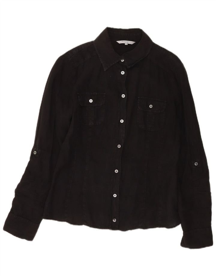 Camisa feminina Marella UK 12 linho preto médio