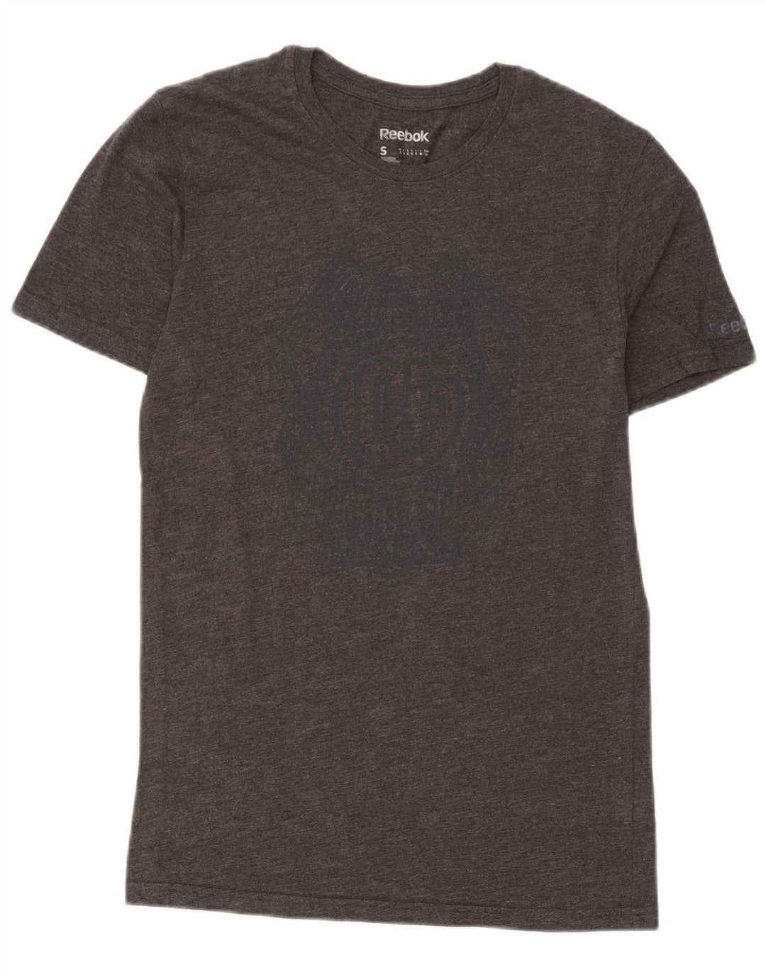 Camiseta masculina Reebok Graphic Top pequeno poliéster manchado cinza