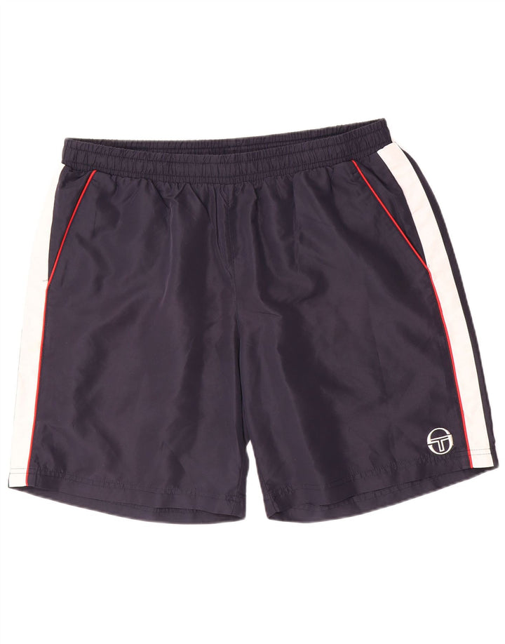 Shorts esportivos masculinos Sergio Tacchini 2XL poliéster colorblock azul marinho
