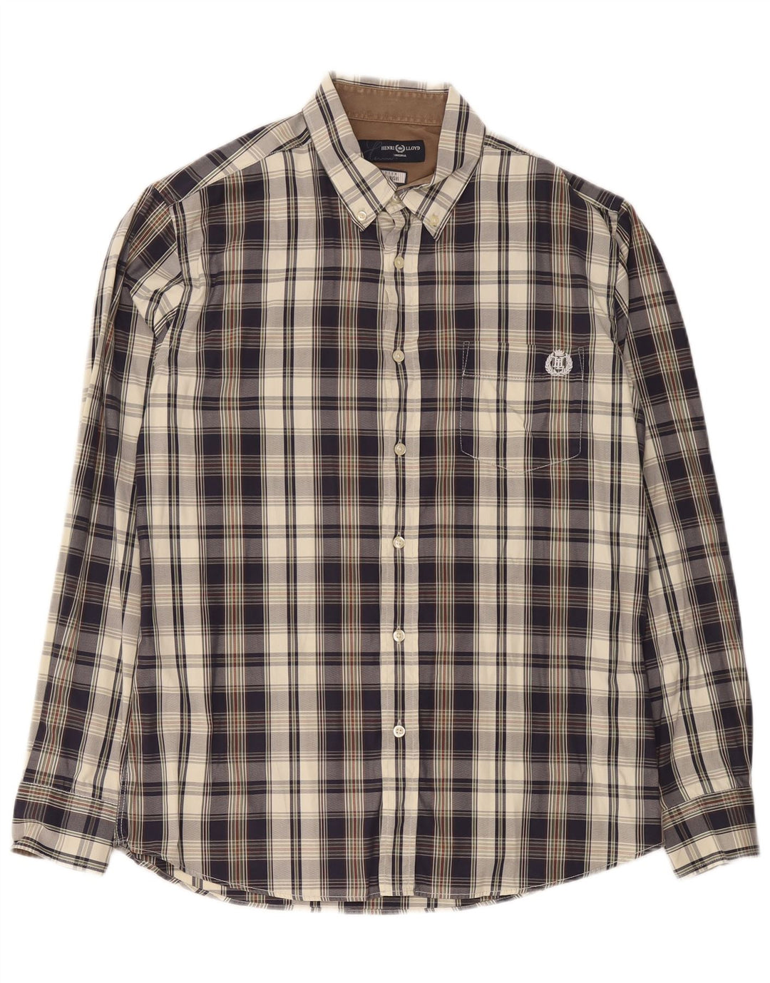Camisa masculina Henri Lloyd grande xadrez multicolorida de algodão