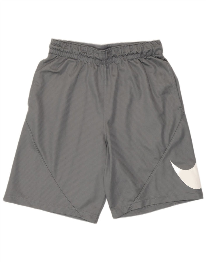 Shorts esportivos Nike masculinos Dri Fit Graphic cinza médio poliéster
