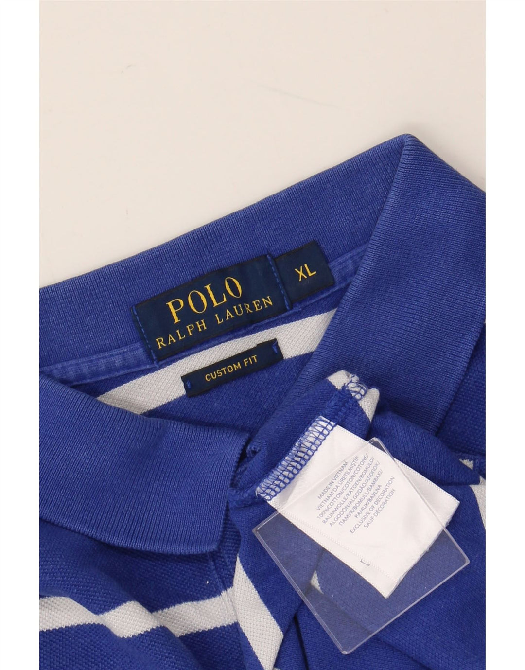 POLO RALPH LAUREN Camisa polo masculina de ajuste personalizado XL algodão listrado azul