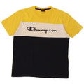 Camiseta gráfica masculina Champion Top médio preto colorblock