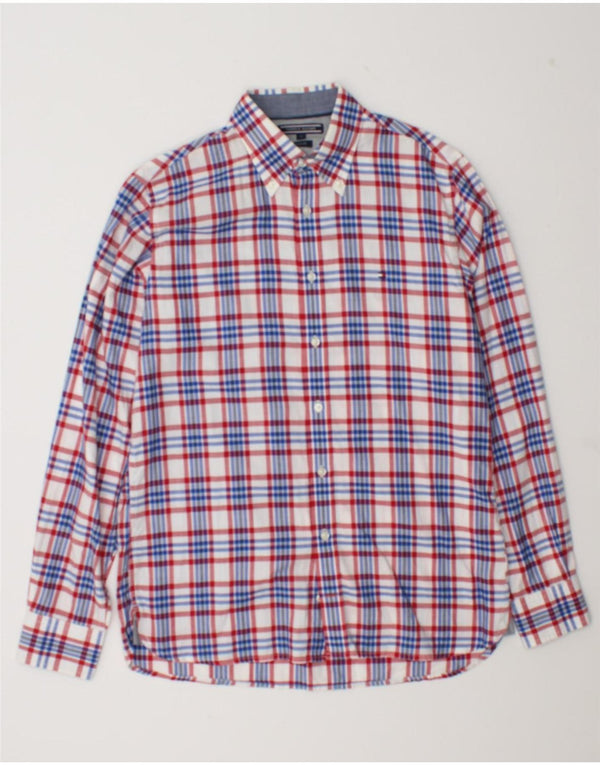 Camisa masculina Tommy Hilfiger Custom Fit pequena de algodão xadrez multicolorido