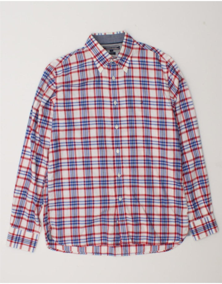 Camisa masculina Tommy Hilfiger Custom Fit pequena de algodão xadrez multicolorido