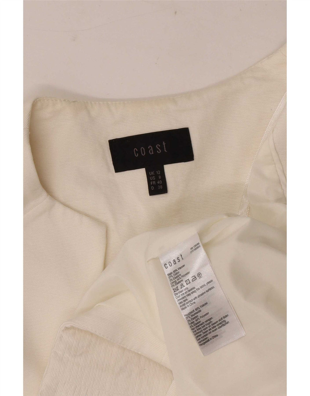 Jaqueta Bolero Feminina Coast Manga 3/4 Aberta Reino Unido 12 Viscose Branca Média