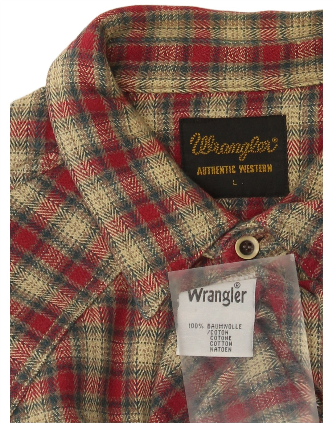 Camisa masculina de flanela Wrangler grande algodão xadrez vermelho