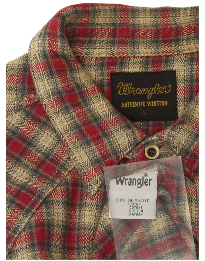 Camisa masculina de flanela Wrangler grande algodão xadrez vermelho