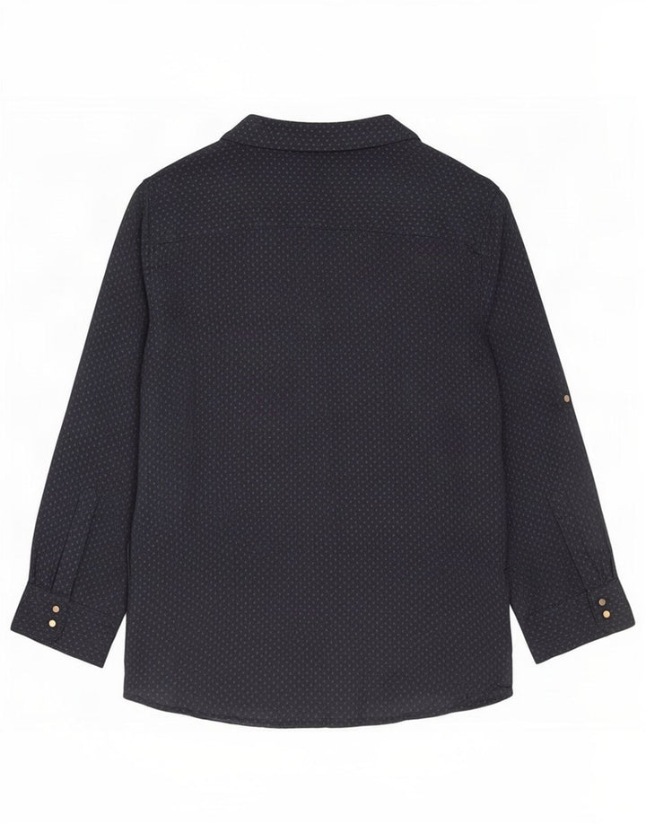 Blusa feminina Zara manga 3/4 Top Reino Unido 14 médio azul marinho manchado