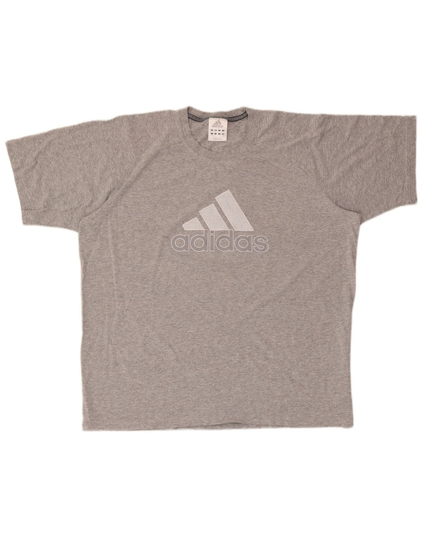 ADIDAS Camiseta masculina gráfica Top XL cinza manchado de algodão