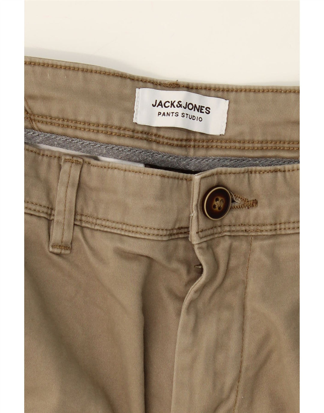 JACK & JONES Mens Slim Chino Trousers W32 L30  Beige Cotton Vintage Jack & Jones and Second-Hand Jack & Jones from Messina Hembry 