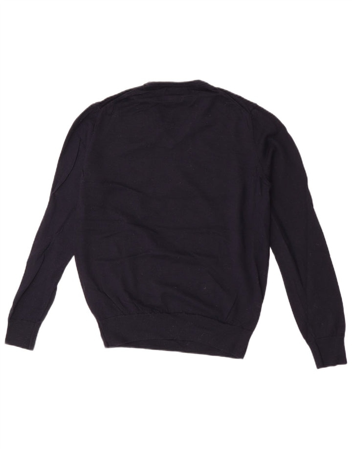 Zara Suéter masculino com gola V e lã azul marinho médio