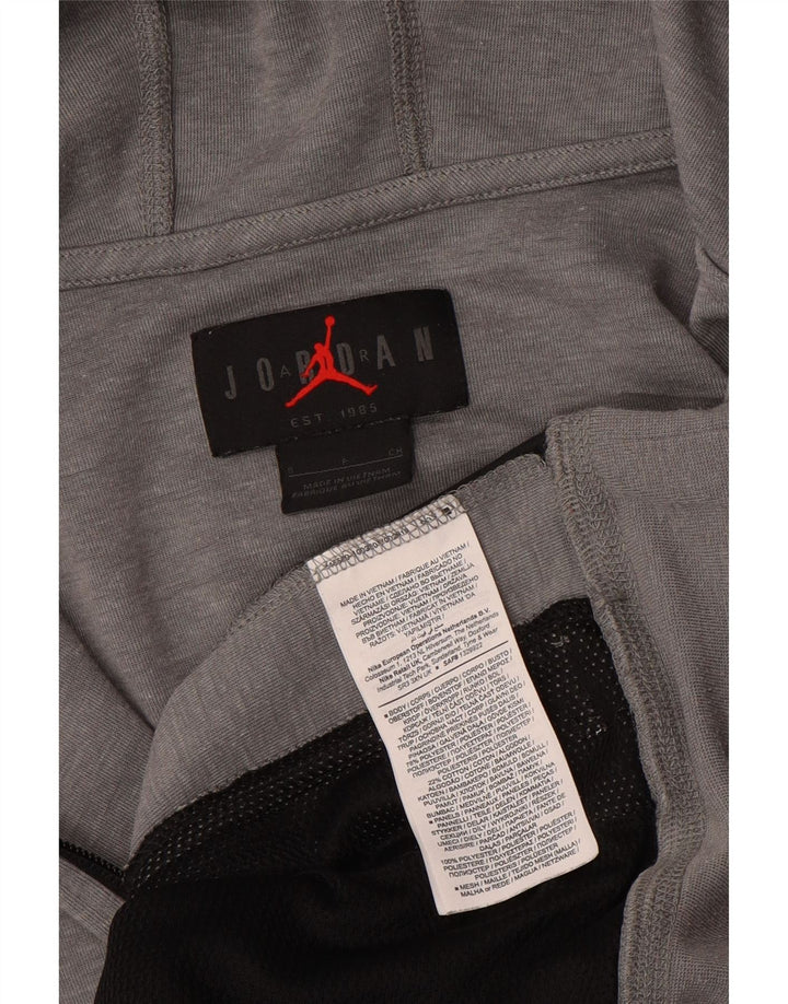 JORDAN Suéter masculino com capuz e zíper, pequeno, cinza, algodão colorblock