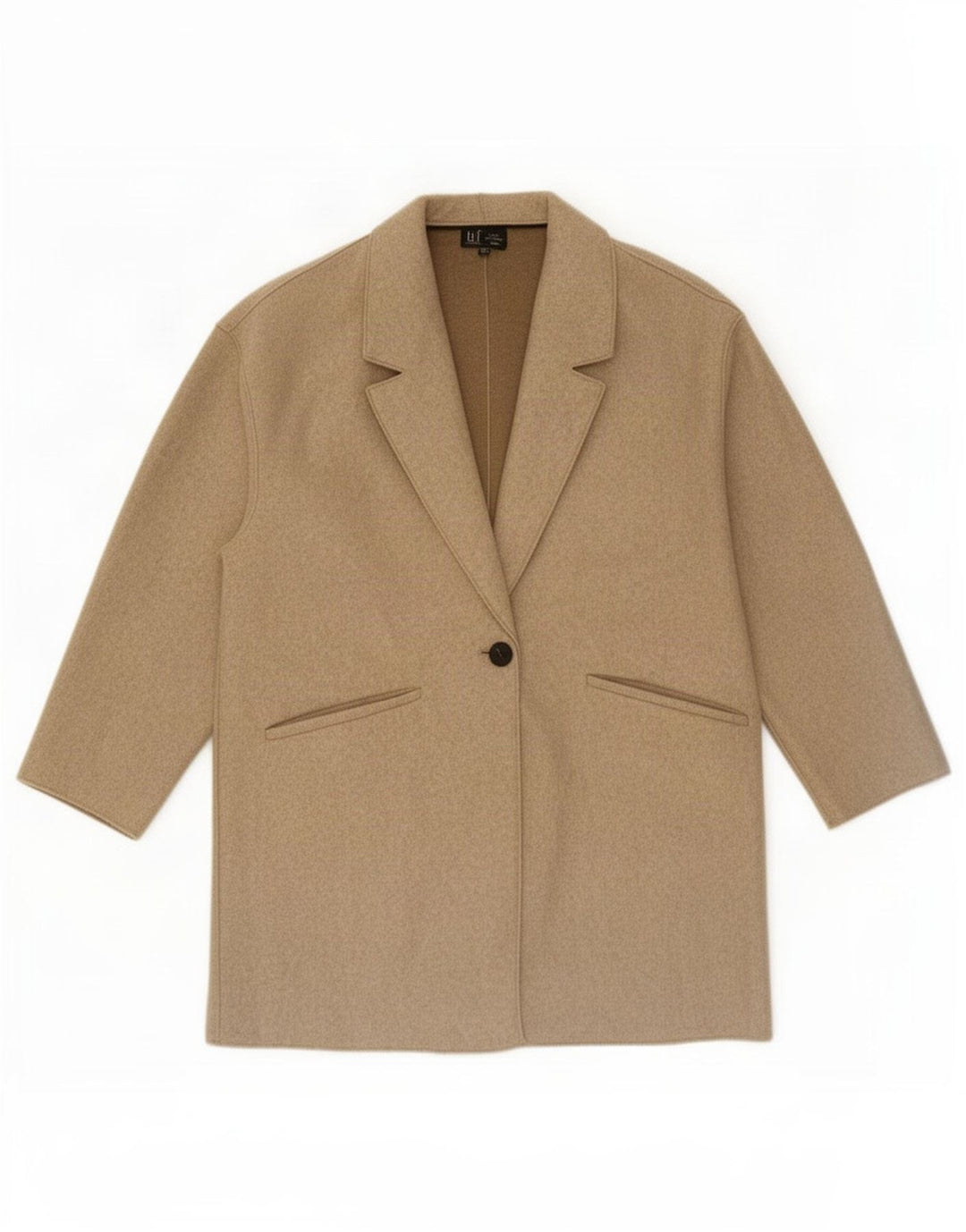 Sobretudo feminino Zara Trafaluc UK 16 grande poliéster bege
